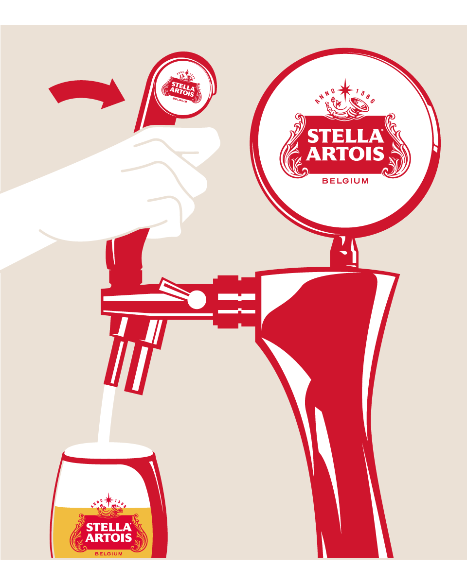 스텔라 아르투아 퍼펙트 서브 스텝 4 - 챌리스에 맥주 따르기